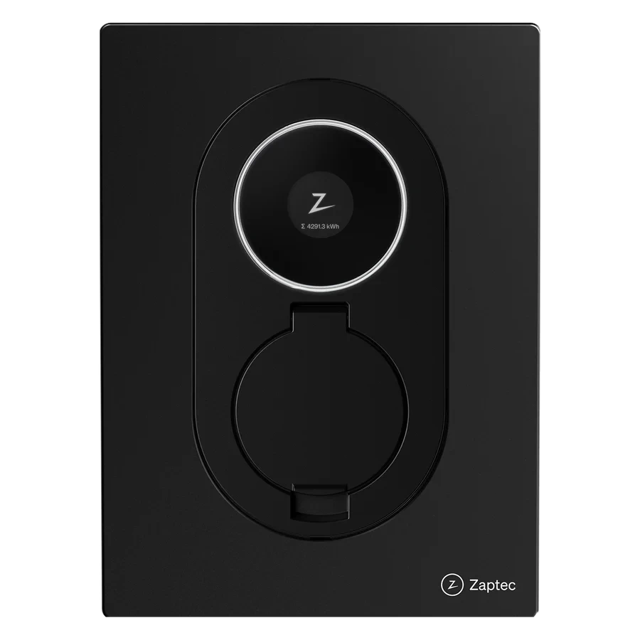 Borne de recharge bidirectionnelle Zaptec Go 2 prête pour le V2G avec garantie 5 ans, installée par Soleivia, L'énergie responsable.