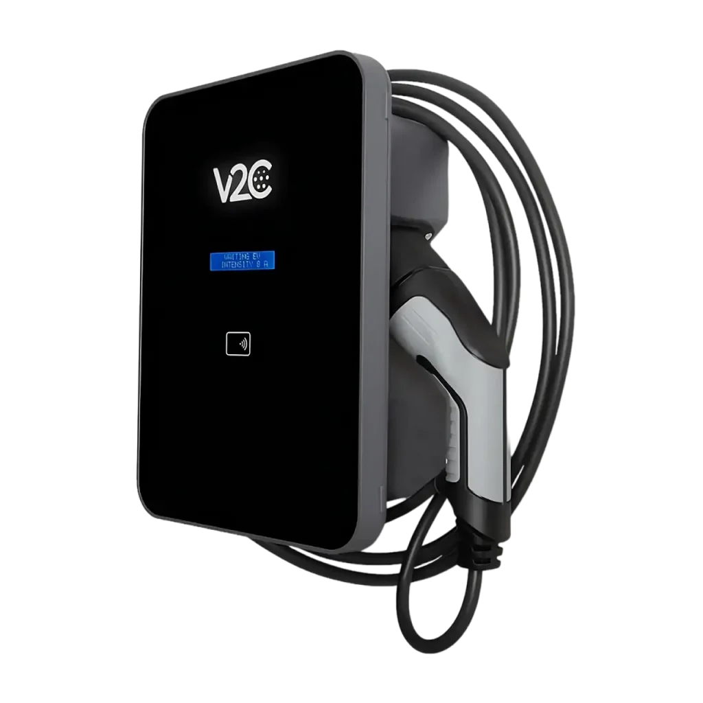 Borne de recharge V2C Trydan Pro Borne de recharge V2C Trydan Pro, version avec RFID et connectivité 4G/Ethernet pour la copropriété.